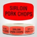 sirloin pork chops Label Red Dayglo Sticker