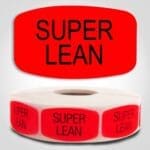Super Lean Label Dayglo Red Sticker on a roll of 1000 permanent adhesive