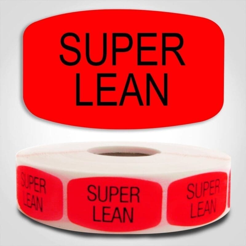 540111-1 Super Lean Label Dayglo Red Sticker on a roll of 1000 permanent adhesive