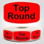 Top Round Label Dayglo Red Sticker on a roll of 1000 permanent adhesive