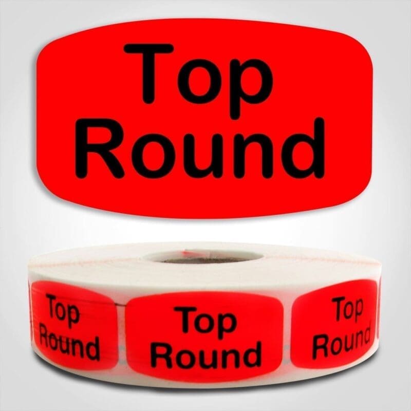 Top Round Label Dayglo Red Sticker on a roll of 1000 permanent adhesive