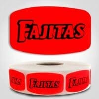 Fajitas Label Dayglo Red Sticker on a roll of 1000 permanent adhesive