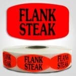 Flank Steak Label Dayglo Red Sticker on a roll of 1000 permanent adhesive