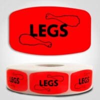 Chicken Legs Label Dayglo Red Sticker on a roll of 1000 permanent adhesive