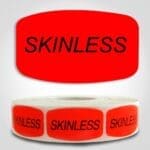 Skinless Butcher Label Dayglo Red Sticker on a roll of 1000 permanent adhesive