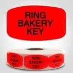 Ring Bakery Key Label Red Dayglo Sticker on a roll of 1000 labels