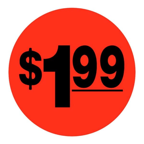 $1.99 sticker black and red pricing label