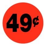 49 cents sticker black and red pricing label