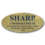Sharp Cheddar Cheese Label Gold Foil Stick with ingredients