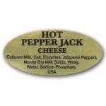 Hot Pepper Jack Cheese Label Gold Foil Stick with ingredients
