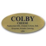 Colby Cheese Label Gold Foil Stick with ingredients