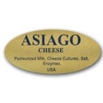 Asiago Cheese Label Gold Foil Stick with ingredients