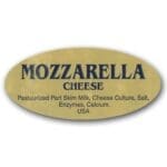 Mozzarella Cheese Label Gold Foil Stick with ingredients