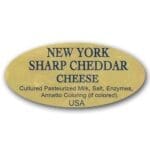 New York Sharp Cheddar Cheese Label Gold Foil Stick with ingredients