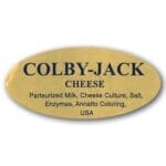Colby Jack Cheese Label Gold Foil Stick with ingredients