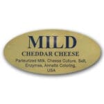 Mild Cheddar Cheese Label Gold Foil Stick with ingredients