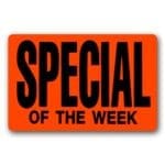 Special of the week label rectangle red sticker for promotions