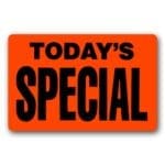 Today's Special label rectangle red sticker for promotions