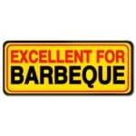 Excellent for Barbeque label rectangle yellow sticker with black and red text promotional meat label