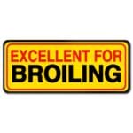 Excellent for broiling label rectangle yellow sticker with black and red text promotional meat label