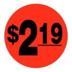 $2.19 Pricing Label Round Red Sticker with black print