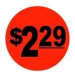 $2.29 Pricing Label Round Red Sticker with black print