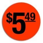 $5.49 Pricing Label Round Red Sticker with black print