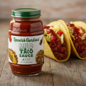 Spanish Garden’s mild Taco Sauce 11.5 ounce jar in a pack of 12 wholesale price