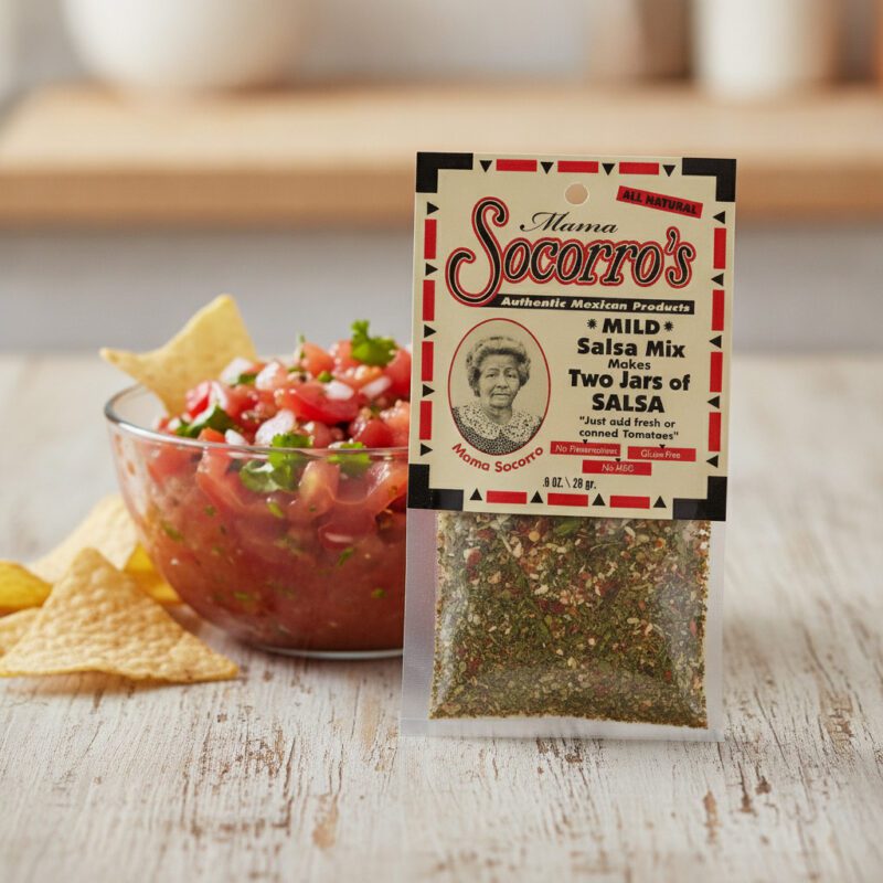 Mama Socorro's mild salsa Mix Packet in a 24 pack case