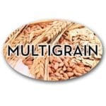 Multigrain Bread Label Flavor Oval Sticker with grains pictured in the background with the word Multigrain printed on top