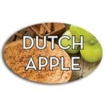 Dutch Apple Pie Label Flavor Oval Sticker with Dutch Apple Pie pictured in the background with the word Dutch Apple printed on top