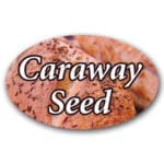 Caraway Seed Label Flavor Oval Sticker with Caraway Seeds pictured in the background with the word Caraway Seed printed on top