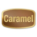 Caramel Label Gold Foil Flavor Sticker with Caramel Text