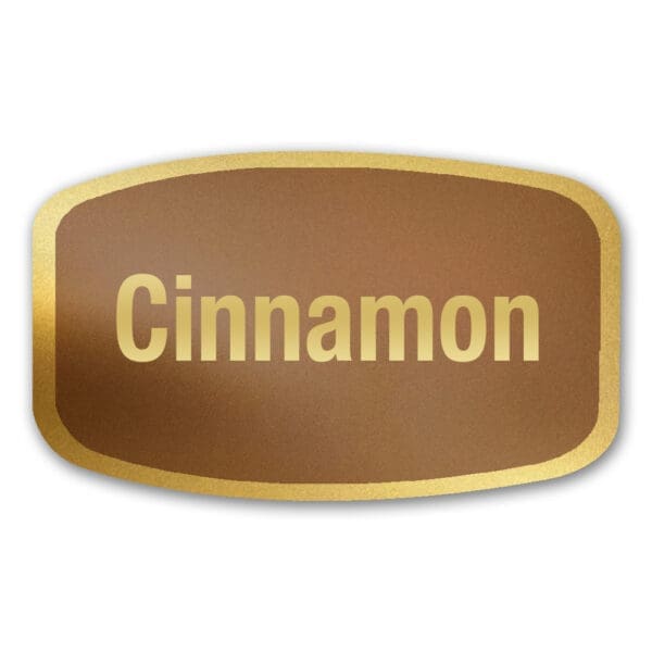 Cinnamon Label Gold Foil Flavor Sticker with Cinnamon Text