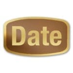 Dates Label Gold Foil Flavor Sticker with Date Text