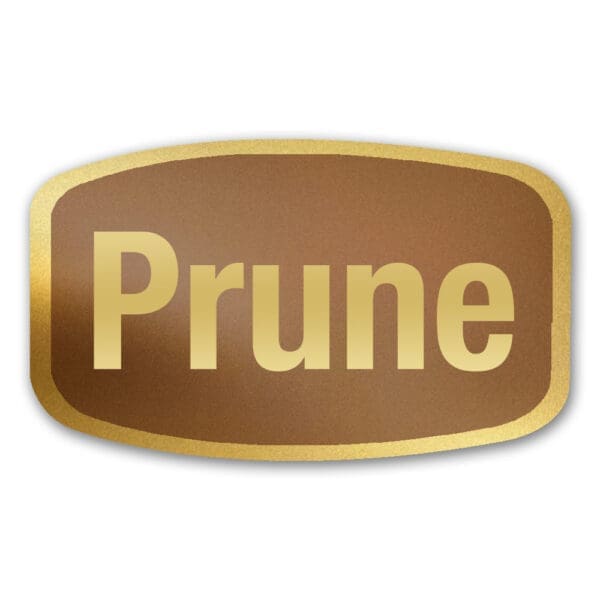 Prune Label Gold Foil Flavor Sticker with Prune Text
