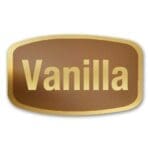 Vanilla Label Gold Foil Flavor Sticker with Vanilla Text