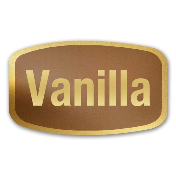 Vanilla Label Gold Foil Flavor Sticker with Vanilla Text