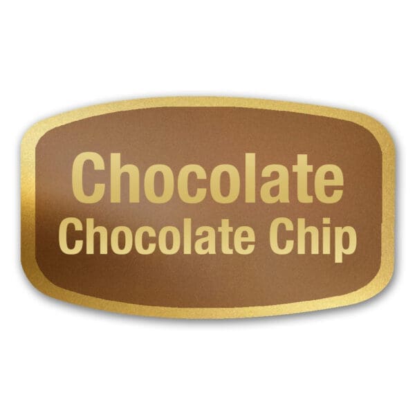 Chocolate Chocolate Chip Label Gold Foil Flavor Sticker with Chocolate Chocolate Chip Text