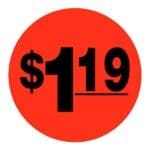 $1.19 Label Round Red Sticker with black print - 500 Stickers
