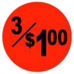 3 for $1 Sticker Pricing Label - 500/roll