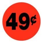 49 Cents Label Round Red Sticker with black print - 500/roll