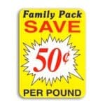 Family Pack Burst 50 Cent Label - 500/roll