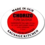 Chorizo Pork Sausage Label, Butcher Sticker - 500/roll