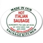 Hot Italian Sausage Label, Butcher Sticker - 500/roll