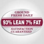 93% Lean Ground Meat Label on Silver Foil with Black Print - 500/rl