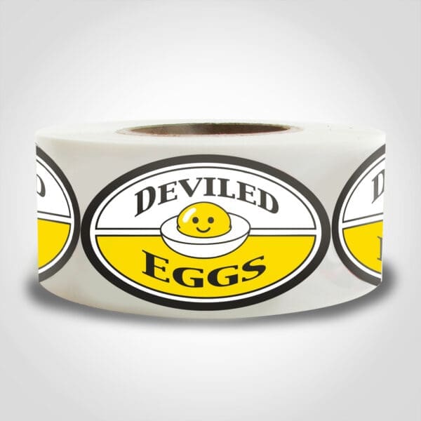 Deviled Egg Label on roll of stickers