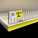 UPC Tag holder on Wire Fencing on retail shelving