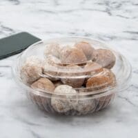 Presenta Bowl Takeout Catering Packaging with donut holes
