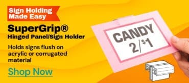 Suregrip Sign Holder for Gondolas hinged panel retail sign holder